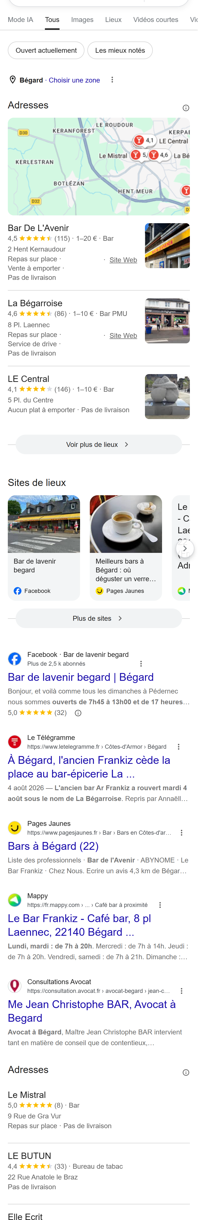 « bar Bégard » — votre point fort