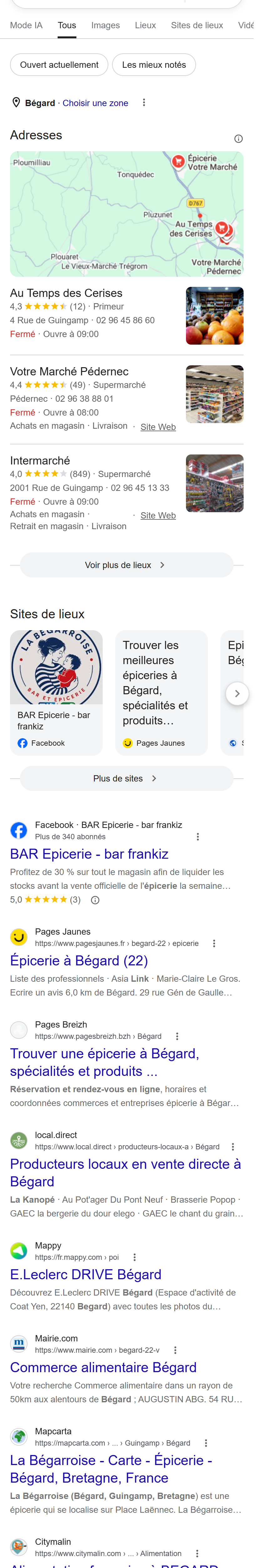 « épicerie Bégard » — invisible