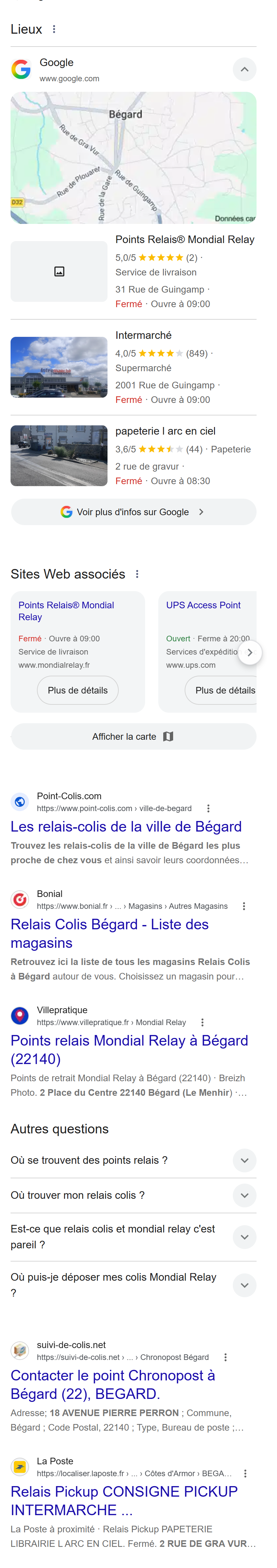 « relais colis Bégard » — la place à prendre