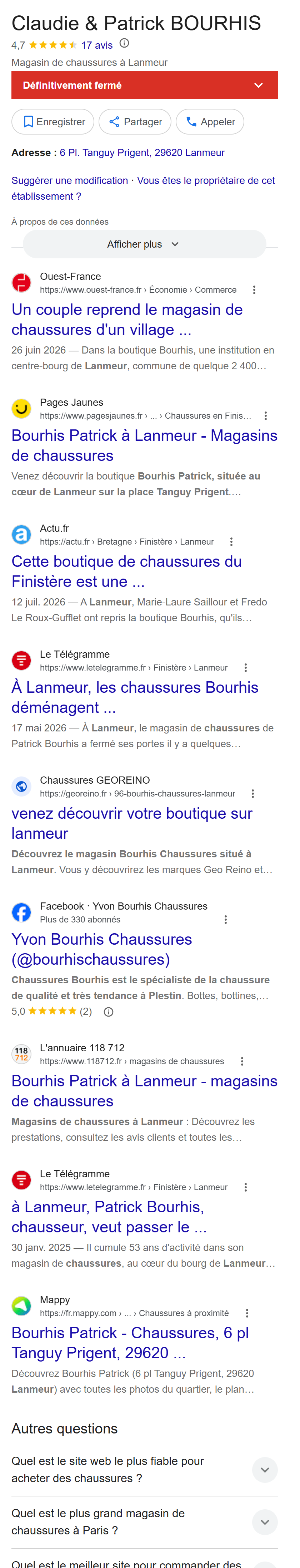 « chaussures Lanmeur » — sa propre ville