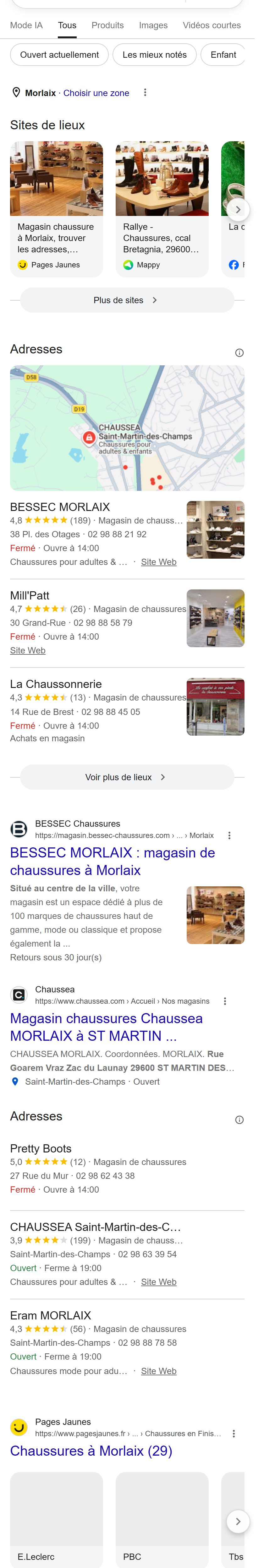 « magasin de chaussures Morlaix »