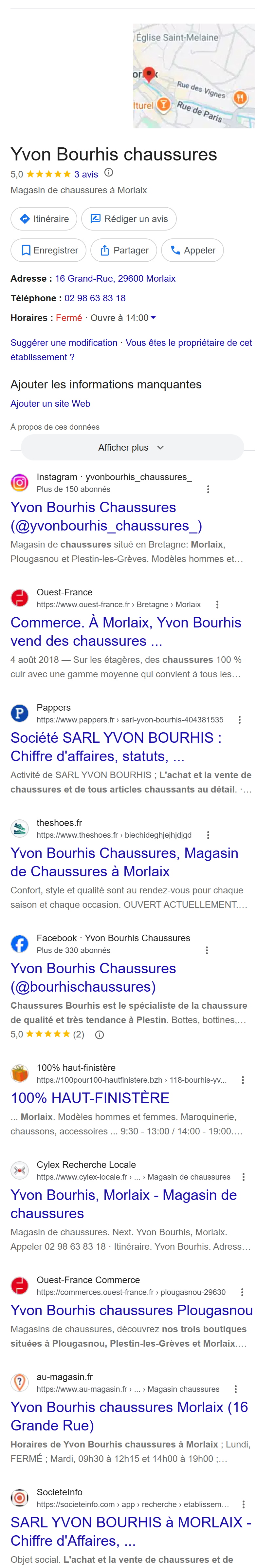 Yvon Bourhis Chaussures — un concurrent, pas lui