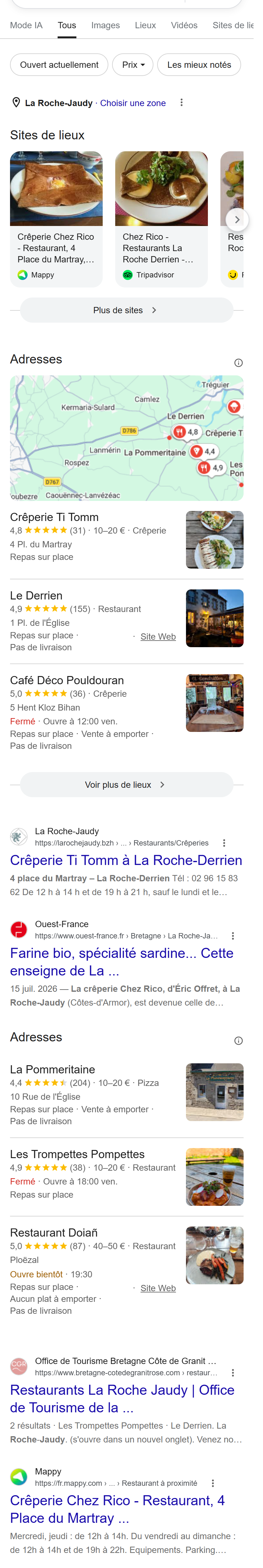 « crêperie La Roche-Jaudy » — votre bastion