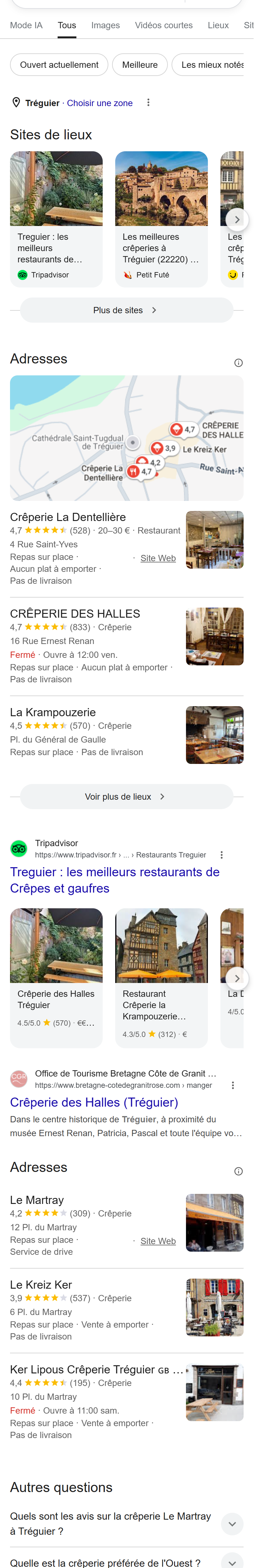 « crêperie Tréguier » — votre vrai marché, sans vous