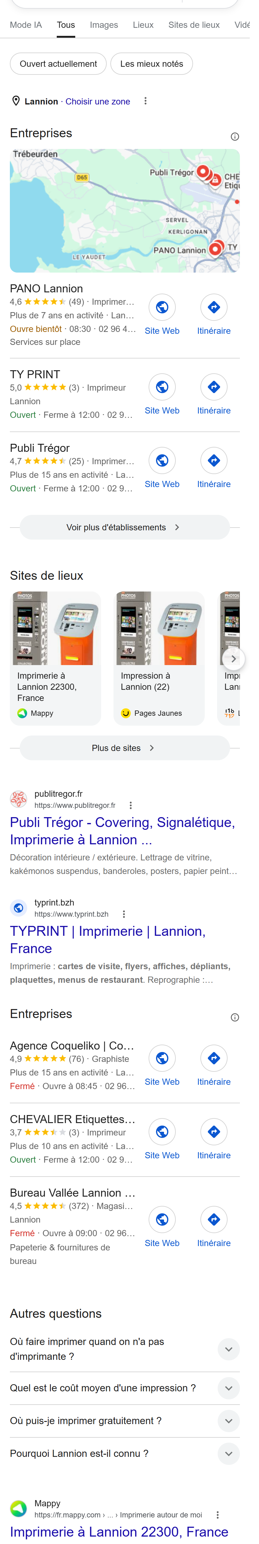 « imprimeur Lannion » — Google Maps